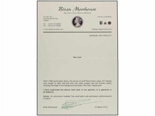 **/* HAITI. Sc. 13. 1886. 20 cts. castaño claro, pl. III. Bl