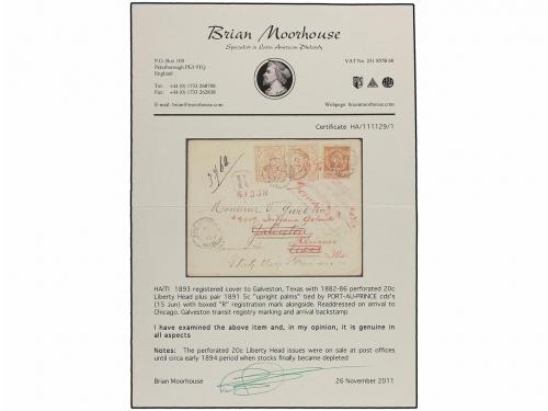 ✉ HAITI. Sc. 13, 29 (2). 1893. PORT AU PRINCE a TEXAS y reex