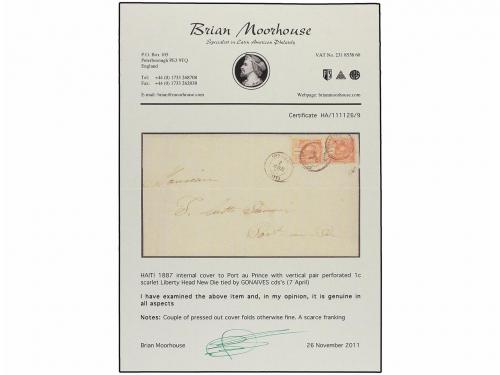 ¿ HAITI. 1887. GONAIVES a PORT AU PRINCE. 1 cto. bermellón (