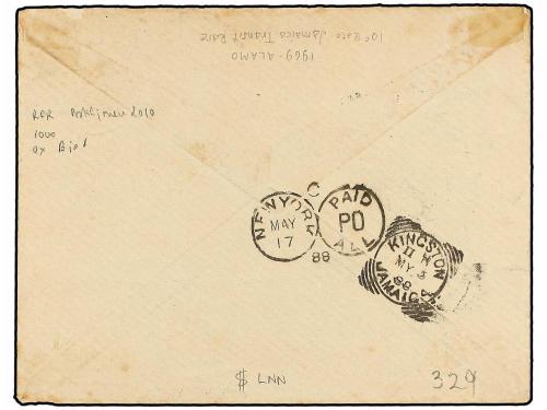 ¿ HAITI. 1888. JEREMIE a USA. 5 cts. verde y 1 cto. carmín y