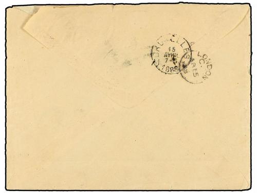 ¿ HAITI. 1888. PORT AU PRINCE a BÉLGICA. 2 cts. lila, tira d