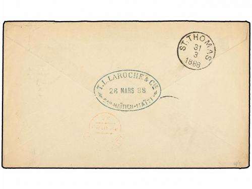 ¿ HAITI. 1888. CAP HAITIEN a LONDRES. 5 cts. verde (2) circu