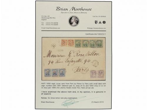 ¿ HAITI. 1890. PORT AU PRINCE a PARÍS. Carta certificada con