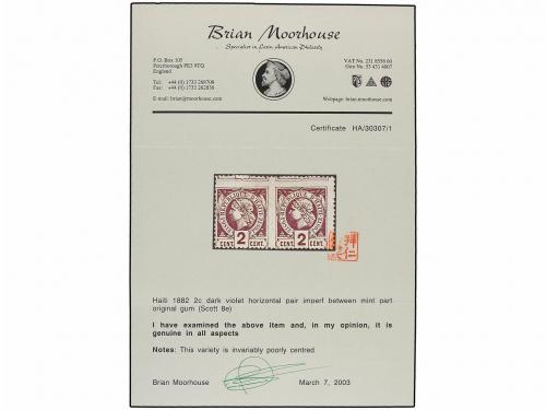 * HAITI. Sc. 8c. 1885. 2 cts. violeta, pl. II 2º tiraje. Par