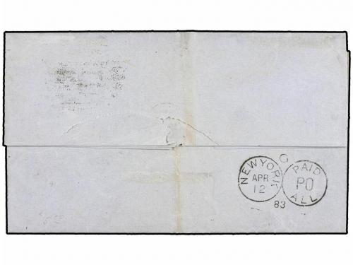 ✉ HAITI. 1883. CAP HAITIEN a NEW YORK. 3 cents. castaño y 7 