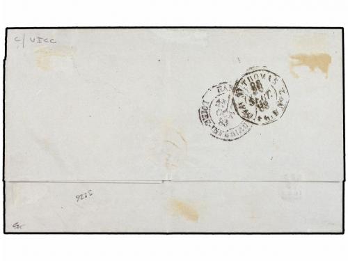 ¿ HAITI. 1883. CAP HAITIEN a NANTES. 3 cents. castaño, perf.