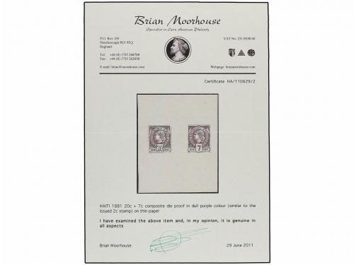 (*) HAITI. 1881. ENSAYOS DE COLOR. 20 cts. malva + 7 cts. ma