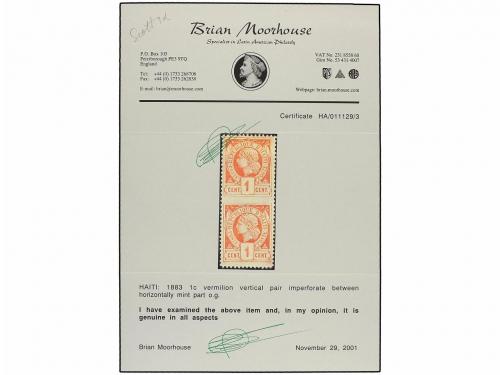 * HAITI. 1882. 1 cto. vermellón claro. Pareja vertical SIN D