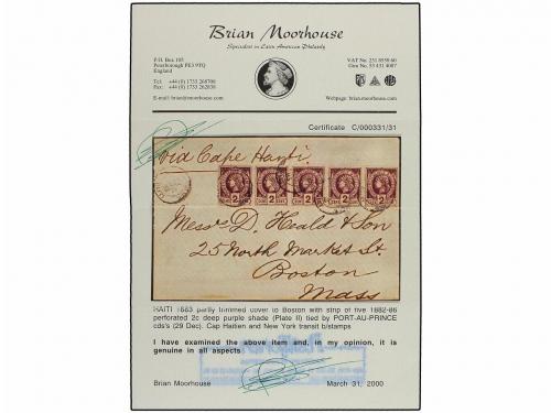 ¿ HAITI. 1883. PORT AU PRINCE a BOSTON (Usa). 2 cts. violeta