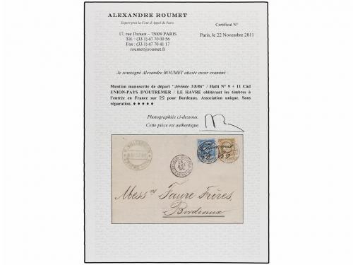 ¿ HAITI. 1886. JEREMIE a BORDEAUX (Francia). 3 cents. bistre