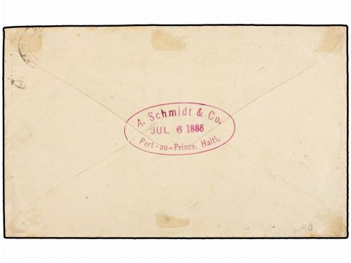 ¿ HAITI. 1886. PORT AU PRINCE a FRANCIA. 3 cts. bistre y 7 c