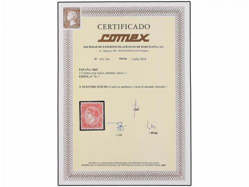 * ESPAÑA. Ed. 74. 2 cuartos carmín. Excelente presencia, den