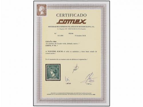 * ESPAÑA. Ed. 84. 10 cents. verde. Color y centraje excepcio
