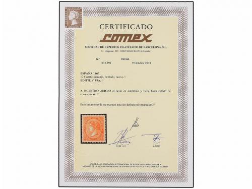 * ESPAÑA. Ed. 89A. 12 cuartos naranja. Color y centraje perf