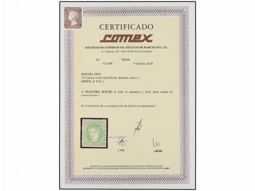 (*) ESPAÑA. Ed. 114. 19 cuartos verde. Centraje perfecto. PI