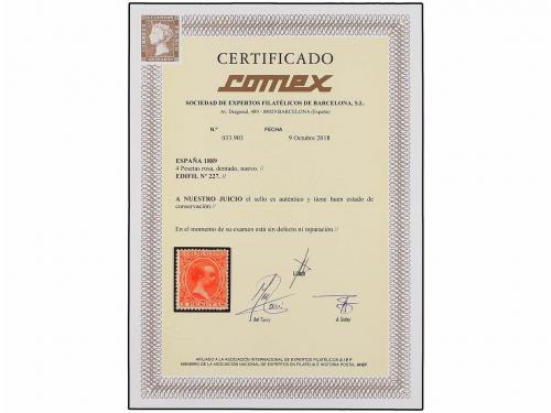 (*) ESPAÑA. Ed. 227. 4 pts. rosa. Color excepcional. Muy bon