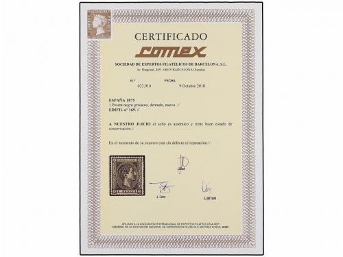 * ESPAÑA. Ed. 169. 1 pta. negro. Excepcional centraje. PIEZA