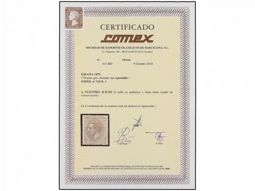 ** ESPAÑA. Ed. NE 10. NO EMITIDO. 5 pts. gris. PIEZA DE LUJO