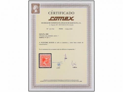 * ESPAÑA. Ed. 227. 4 pts. rosa carmín. Color excepcional. PI