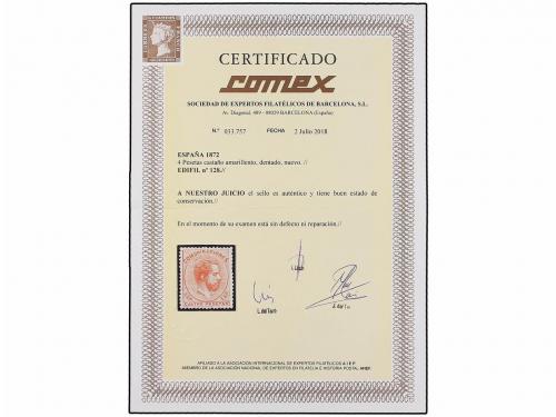 (*) ESPAÑA. Ed. 128. 4 pts. castaño rojo. Centraje y color p