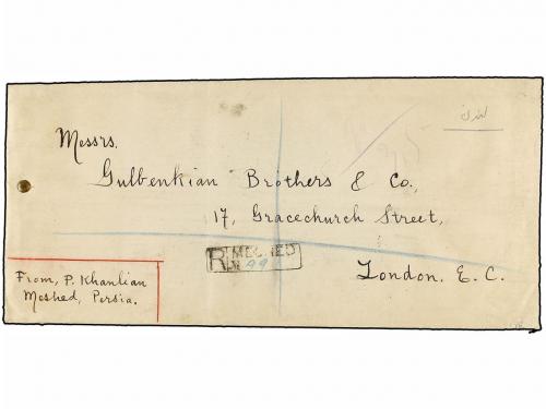 ✉ IRAN. 1923. MECHED to LONDON. Large registered envelope fr