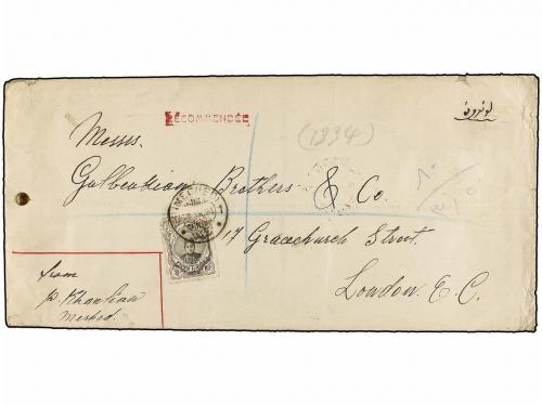 ✉ IRAN. 1923. MECHED to LONDON. Large registered envelope fr