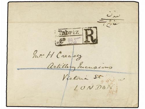 ✉ IRAN. 1919. TAURIS to LONDON. 9 ch. and Provisoire 6 ch. o