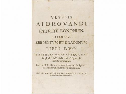 1639. LIBRO. (HISTORIA NATURAL). ALDROVANDI, ULISSIS:. HISTO