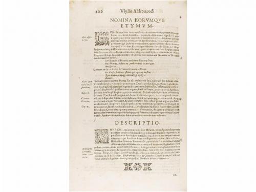 1639. LIBRO. (HISTORIA NATURAL). ALDROVANDI, ULISSIS:. HISTO