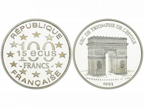 FRANCIA. 100 Francos-15 Ecus. 1993. AR. Arco del Triumfo. En