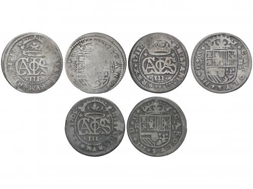 CARLOS III Pretendiente. Lote 3 monedas 2 Reales. 1709, 1711