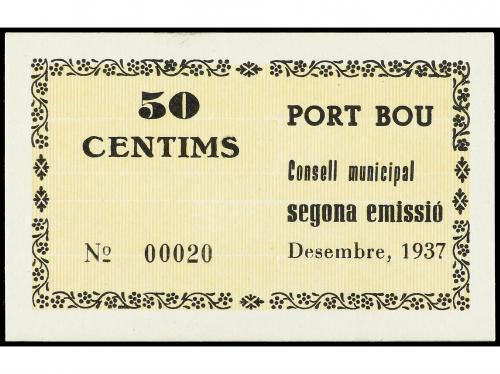 CATALUNYA. 50 Céntims. Desembre 1937. C.M. de PORT BOU. Turr