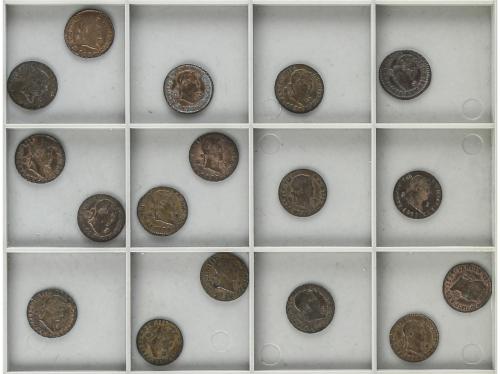 FERNANDO VII. Lote 18 monedas 2 Maravedís. 1824 a 1830. JUBI