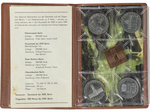 ALEMANIA ORIENTAL. Serie 4 monedas 5 Mark. 1987. Anv.: KM-M