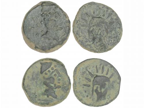MONEDAS HISPÁNICAS. Lote 2 monedas As. 200-20 a.C. MALACA (M