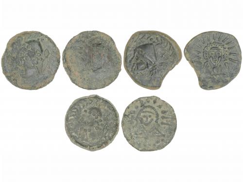 MONEDAS HISPÁNICAS. Lote 3 monedas As. 200-20 a.C. MALACA (M