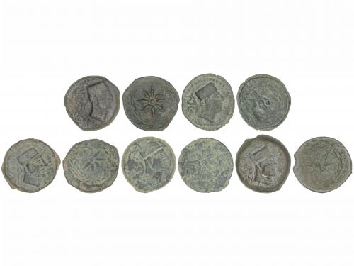 MONEDAS HISPÁNICAS. Lote 5 monedas Semis. 200-20 a.C. MALACA