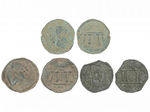 MONEDAS HISPÁNICAS. Lote 3 monedas Cuadrante. 200-20 a.C. MA