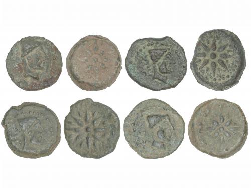 MONEDAS HISPÁNICAS. Lote 4 monedas Sextante. 200-20 a.C. MAL