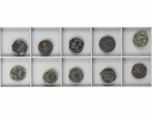 MONEDAS HISPÁNICAS. Lote 10 monedas As. 200-20 a.C. MALACA (