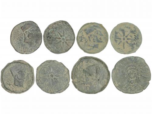 MONEDAS HISPÁNICAS. Lote 4 monedas Semis (3) y As. 200-20 a.