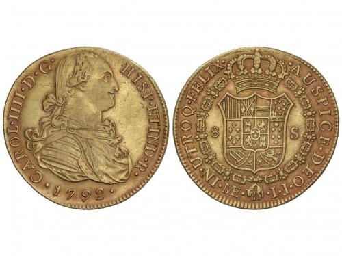 CARLOS IV. 8 Escudos. 1792. LIMA. I.J. 26,94 grs. Bonita pát