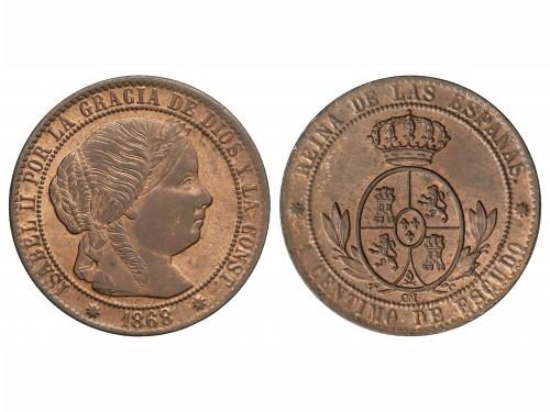 ISABEL II. 1 Céntimo de Escudo. 1868. BARCELONA. O.M. 2,37 g