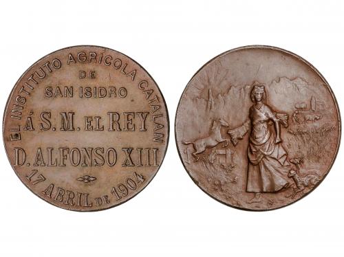 ALFONSO XIII. Medalla. 17 Abril 1904. INSTITUTO AGRÍCOLA CAT