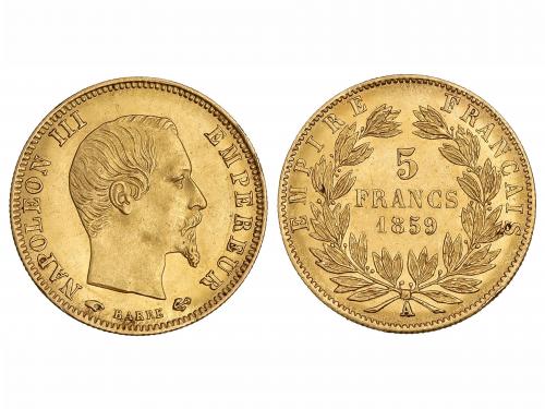 FRANCIA. 5 Francos. 1859-A. NAPOLEÓN III. PARÍS. 1,60 grs. A