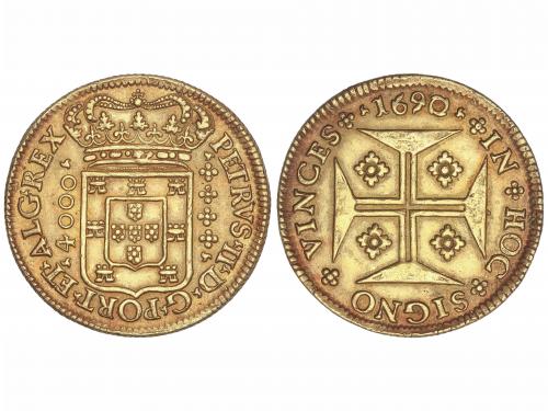 PORTUGAL. 4.000 Reis. 1690. PEDRO II. LISBOA. 10,74 grs. (Le