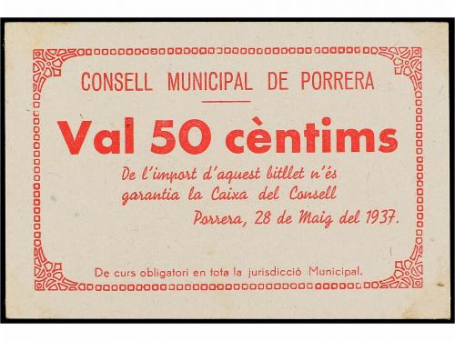 CATALUNYA. 50 Cèntims. C.M. de PORRERA. Cartón. Serie B. (Le