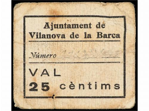 CATALUNYA. 25 Cèntims. Aj. de VILANOVA DE LA BARCA. Cartón. 