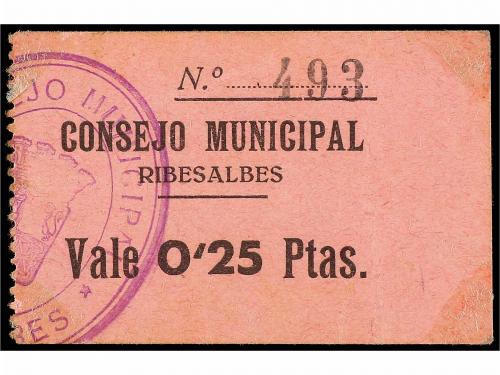 CASTELLÓN. 0,25 Pesetas. C.M. de RIBESALBES (Castellón). RAR