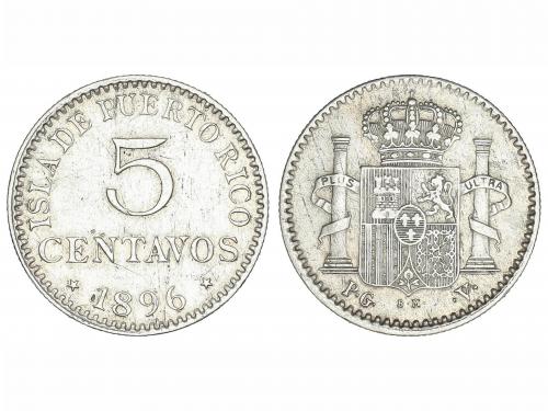 ALFONSO XIII. 5 Centavos de Peso. 1896. PUERTO RICO. P.G.-V.